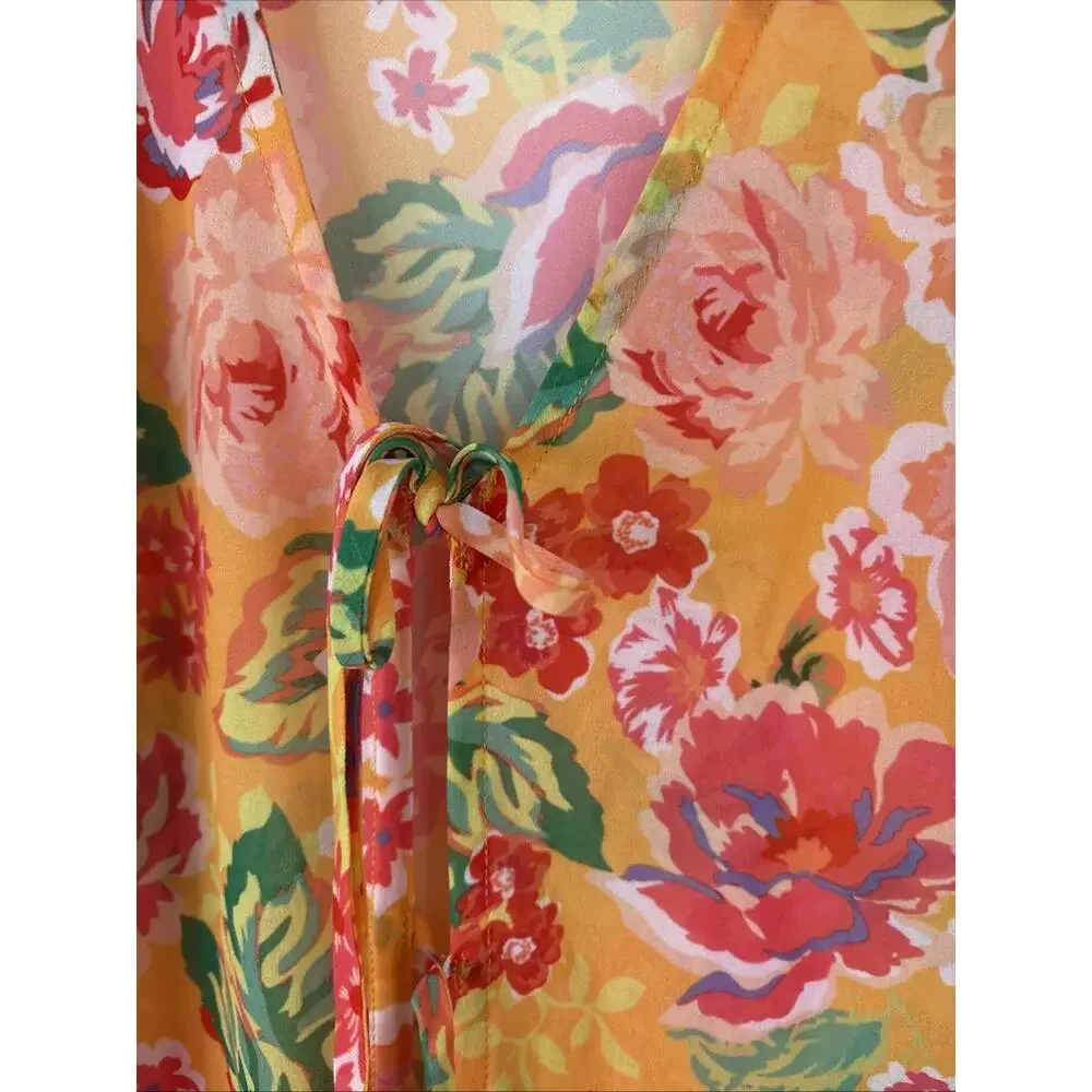 Lovers + Friends Floral Chiffon Temptation Robe Coverup Small New Revolve - Picture 5 of 10